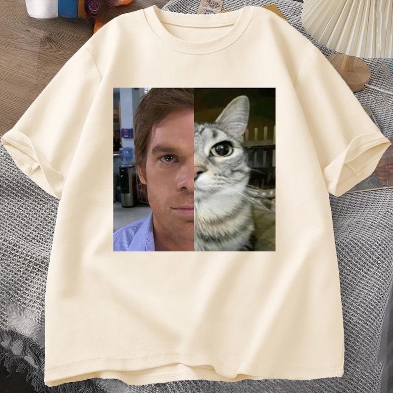Dexter Morgan Cat TShirts Funny Cotton Short Sleeve O Neck Tshirt Unisex Streetwear Unisexs Clothes Harajuku Printed TShirt Tops