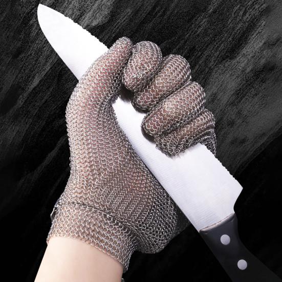 Перчатки, устойчивые к порезам, сетчатые металлические перчатки из нержавеющей стали, регулируемые перчатки с пряжкой на запястье, многоцелевые перчатки мясника для приготовления пищи на кухне