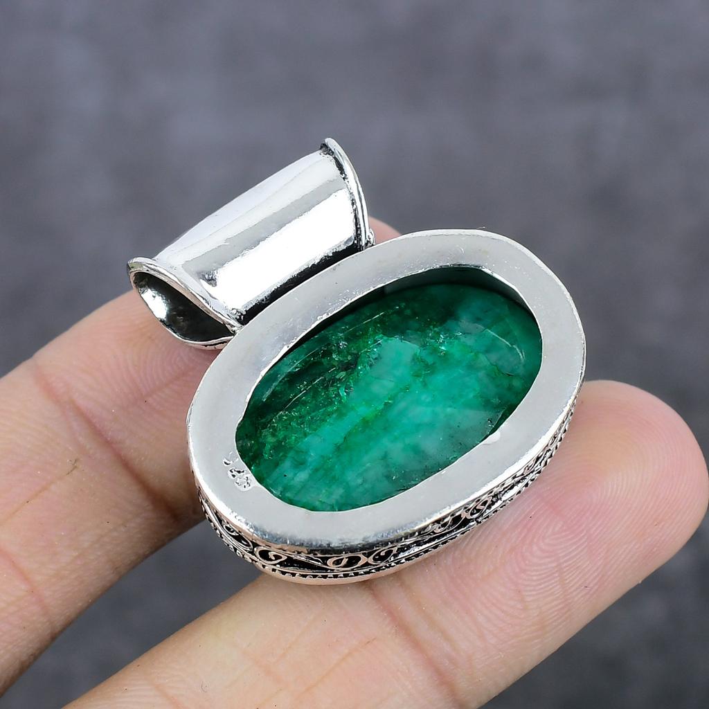Подвеска из натурального изумруда из стерлингового серебра 925 пробы 1,34 дюйма J9F45