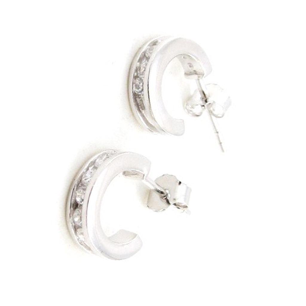 Les Trésors De Lily [B8301] - Silver Hoop Earrings 'Sissi' Silver White (rhodium-plated) - 10x3 Mm