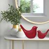 Creative Red Glossy Ceramic Birds Figurines Home Decorations Accessories Party (Pack of 2, Red)