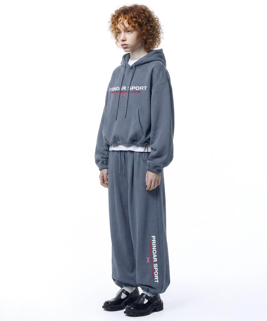 PRINOAR Sports String Single-Pleat Wide Pants - Blue-Gray
