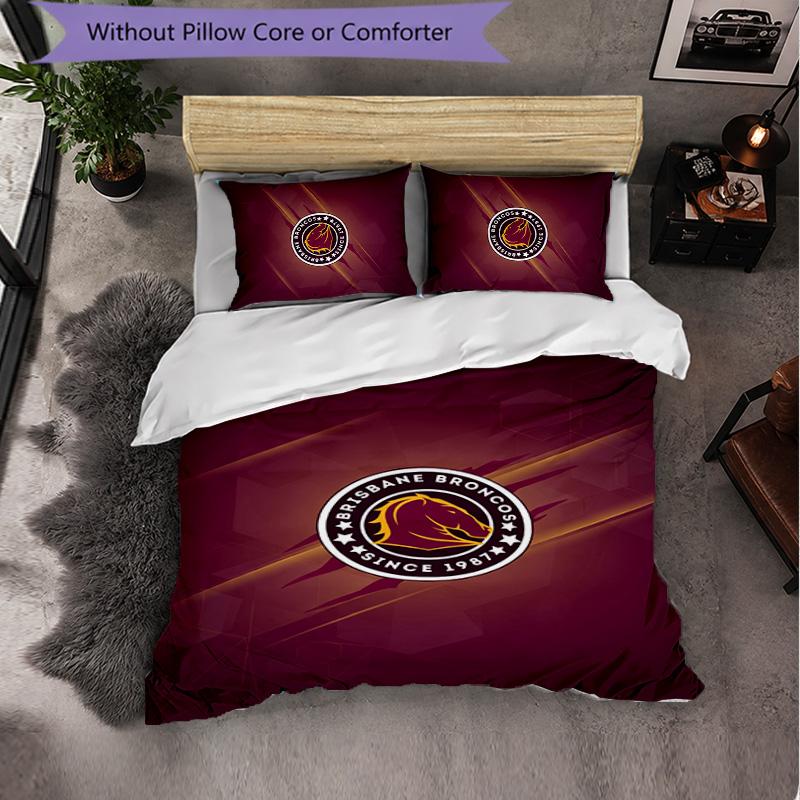 Brisbane Broncos Pattern Microfiber 3Pcs Bedding Set Decor Duvet Cover Set For Bedroom Home Use