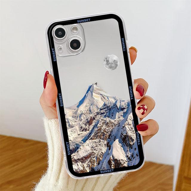 Прозрачный чехол для Apple iPhone 14, 11, 13, 12 Pro, 7, 8 Plus, XR X, XS Max, 6, 6S, 13Pro, силиконовый чехол для телефона, эстетический, снежная гора
