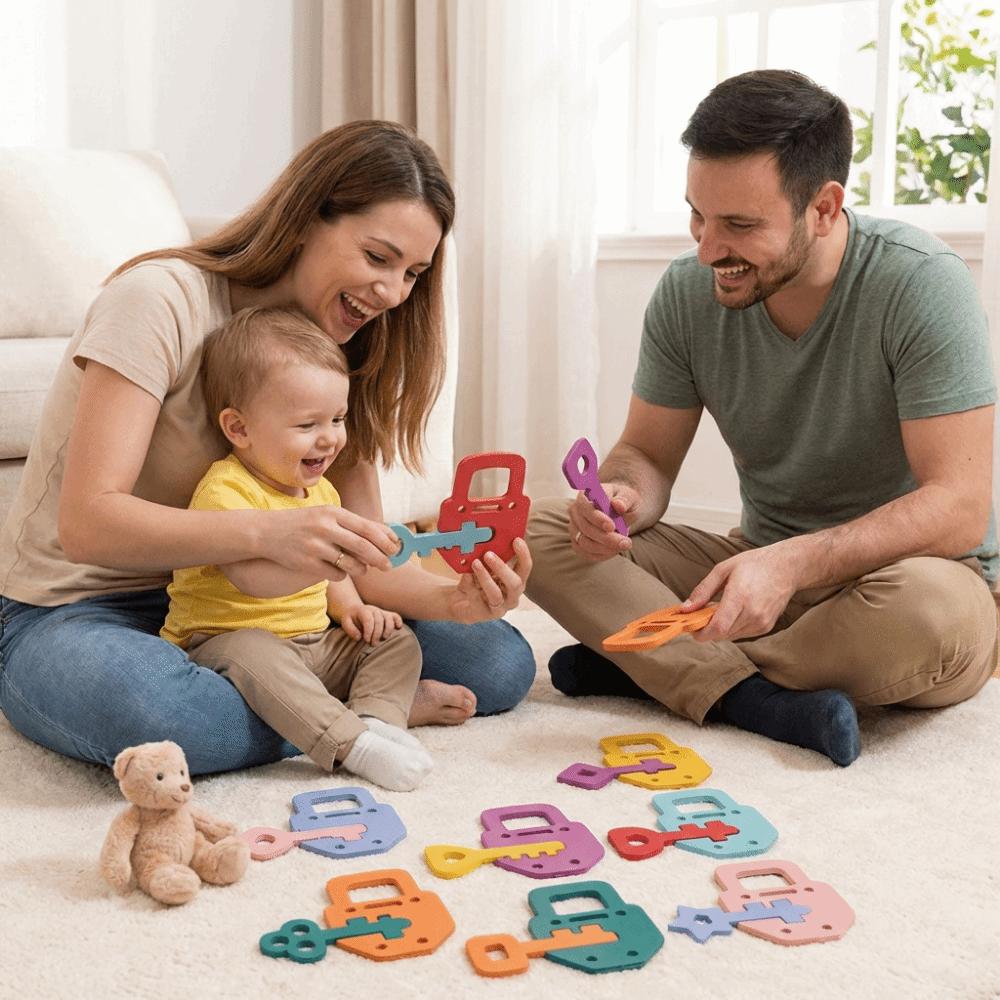 Wooden Locks Keys Baby Lock Key Matching Puzzle Colors Cognitive Shape Matching Montessori Educational Toy Lock Key Game