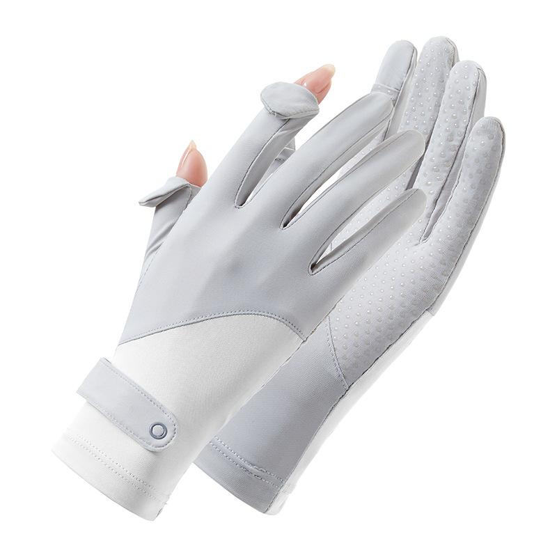 Sun Protection Gloves for Women Summer Coolness Outdoor Sun Protection Thin  Breathable  Anti Slip  Sports Cycling Ice Silk Finger Exposed Gloves