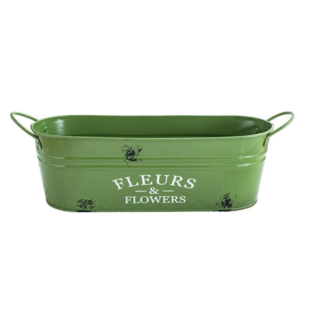 Iron Rustic Flowerpot with Handle Flower Holder Vintage Flower Pot