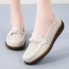Летняя кожаная перфорированная женская обувь, Нескользящие женские туфли-горошины на мягкой подошве, Обувь для ленивых на четыре сезона, Кожаная обувь, Женская ПУ