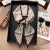 Hangzhou silk simulation silk texture double-layer printing long silk scarf spring and autumn matching scarf can be tied waist decorative streamer