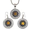 Citrine  Topaz Gemstone Mother's Day Jewelry Pendant Earring Set