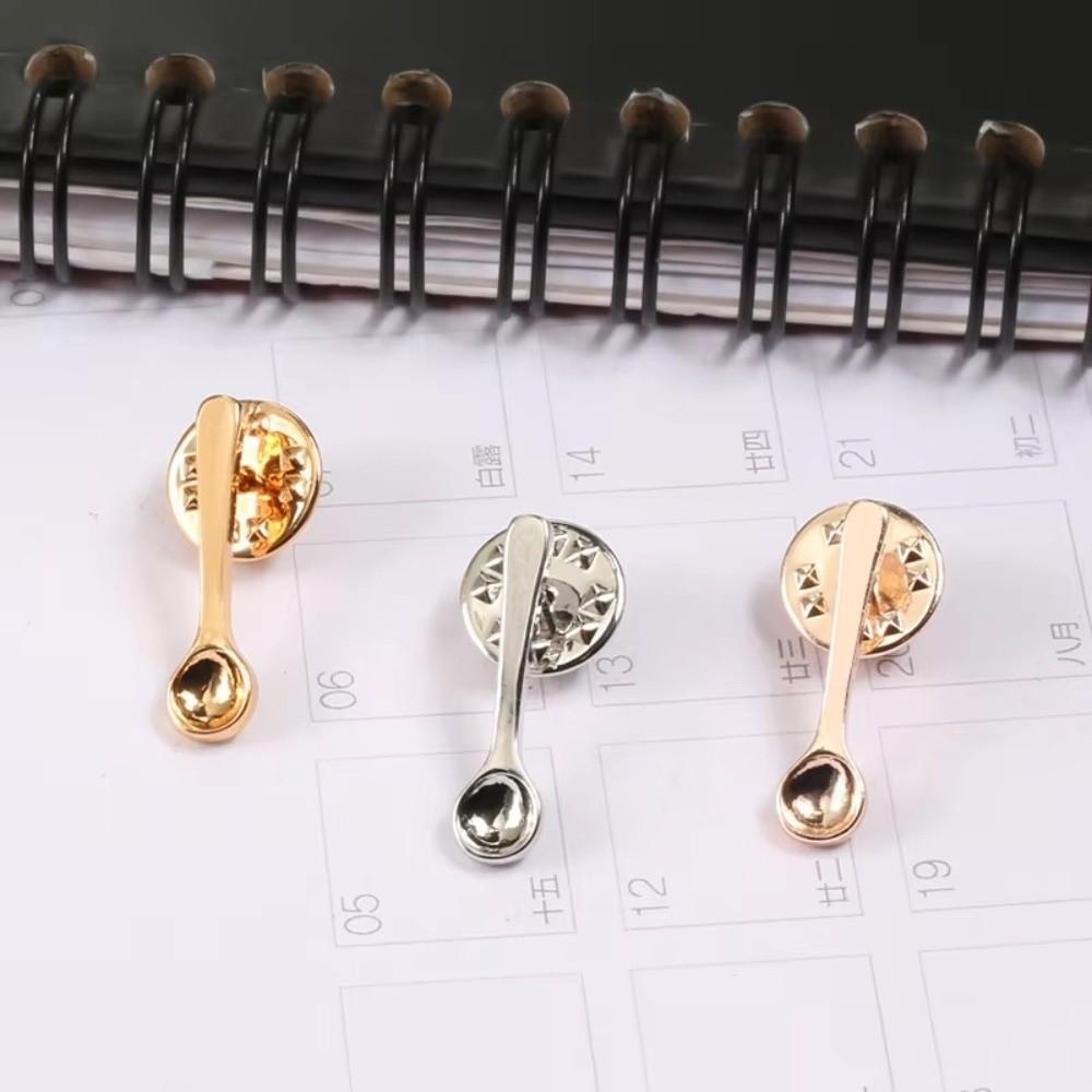 Small Size Spoon Brooch Creative Metal Metal Badges Fashion Coffee Spoon Lapel Pins Coat