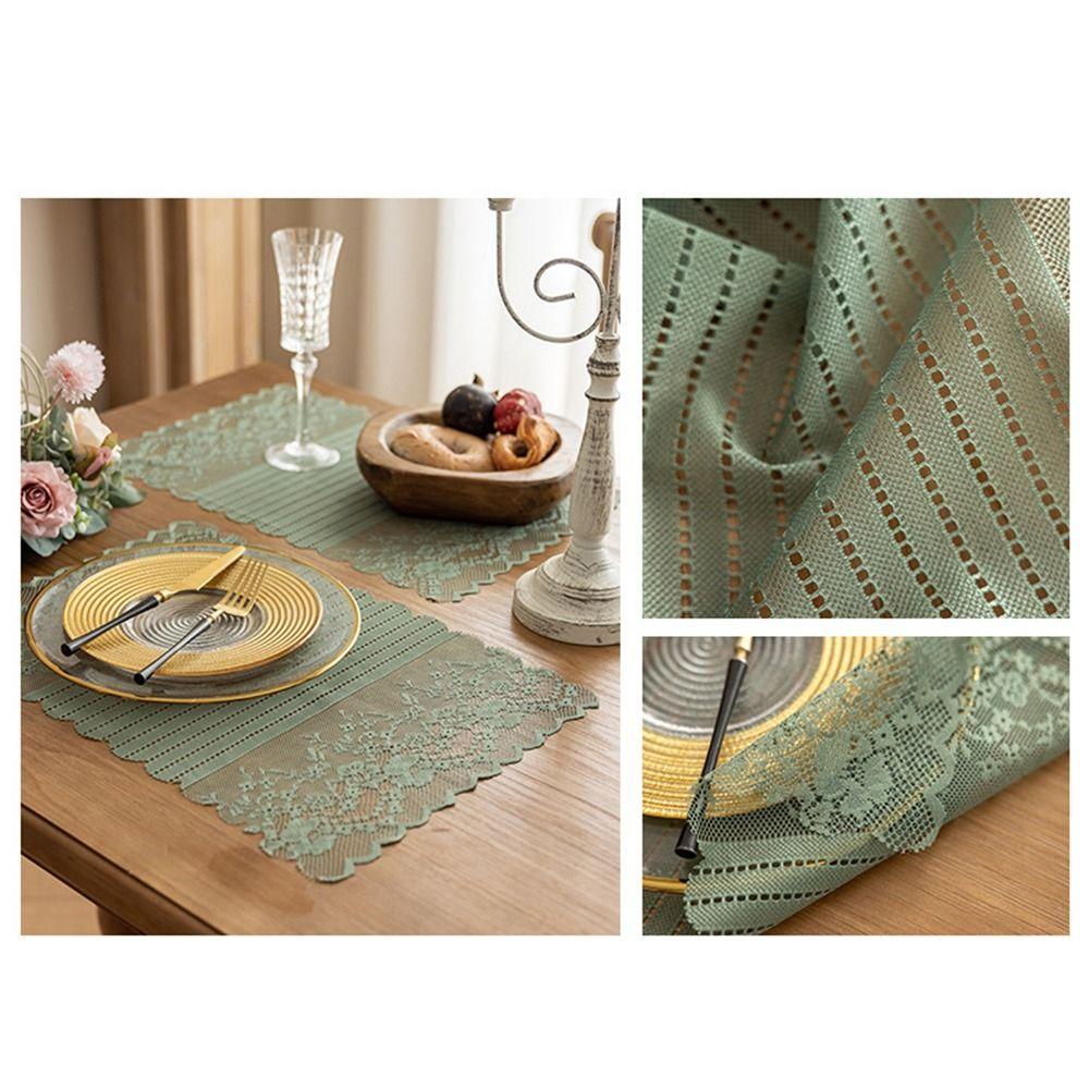 Semi-Sheer Lace Jacquard Table Runner French Romantic Table Doilies Wedding