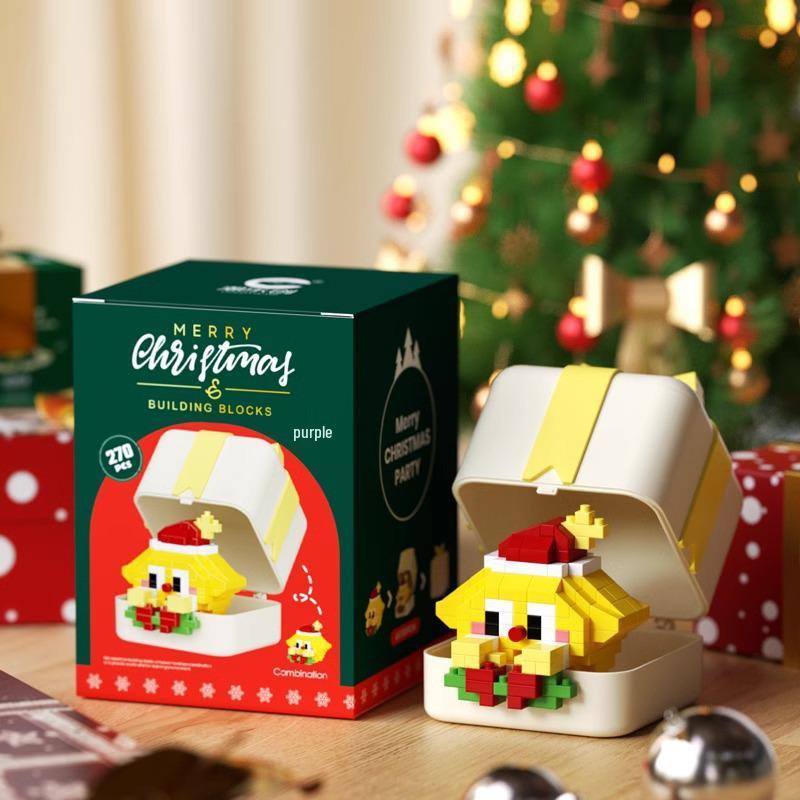 Музыкальная шкатулка-елка из строительных блоков - Игрушки Санта и снеговик для детей