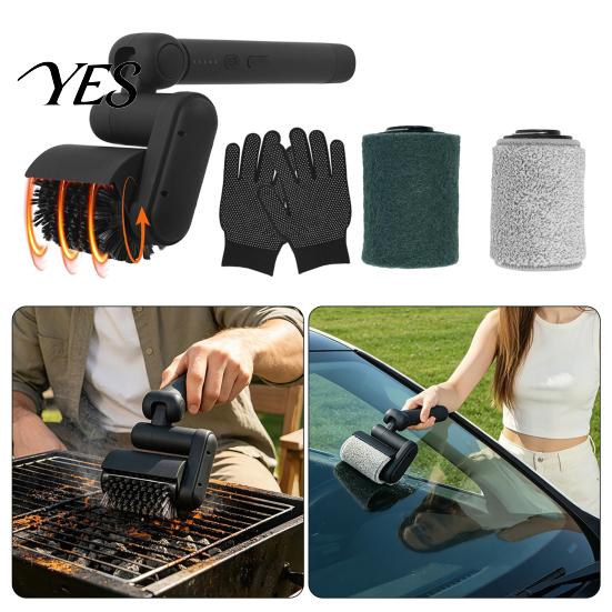 Hanging Hole Grill Brush Electric Brush, Rotating Roller for BBQ Grate & Rack Dual Head Cleaner Cleaning, Wireless Scrubber Grease And Food