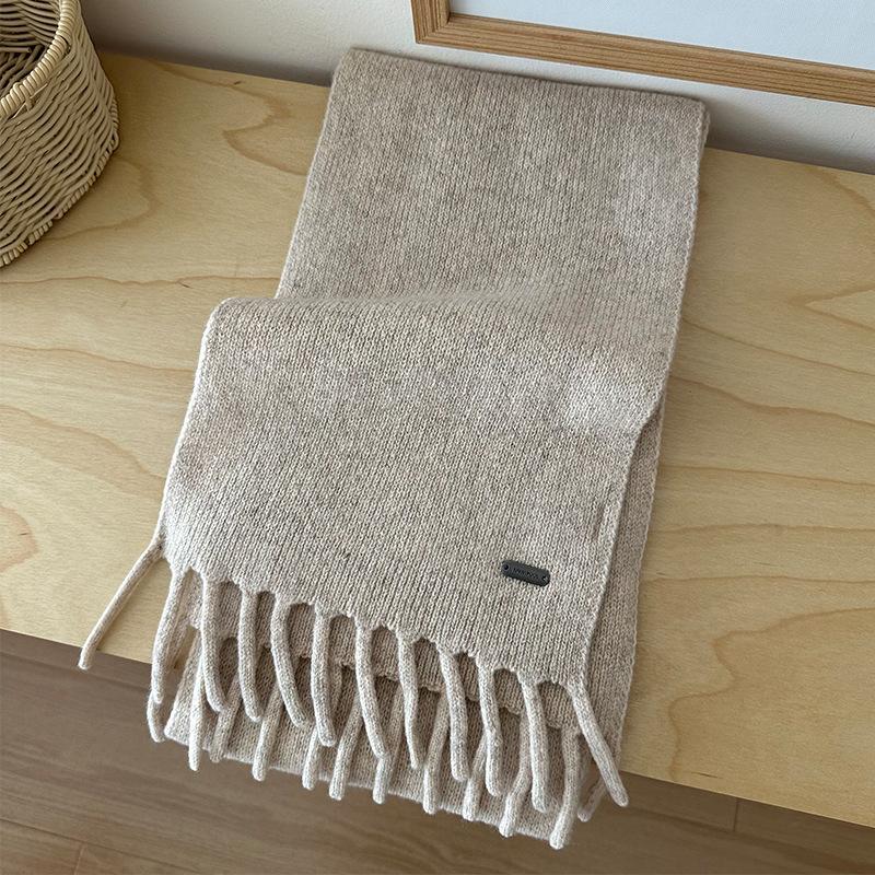 Scarf Women's High-end Tassel Warm Short Pure Wool Small Scarf Men