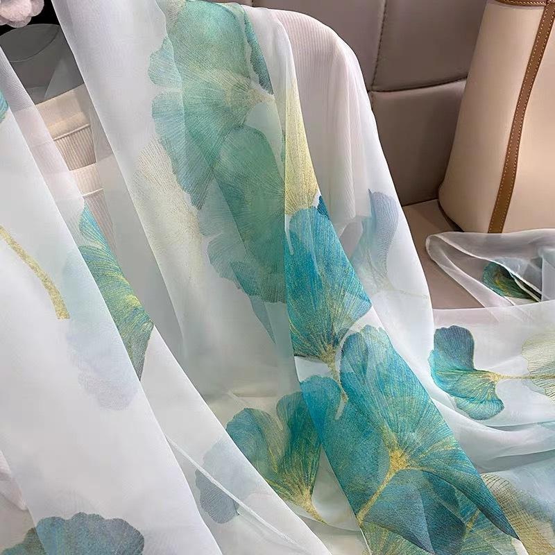 Luxury Brand Women Beach Scarf Georgette Silk Shawls Design Print Headband Female Summer Headband Wraps Sunscreen Hijab