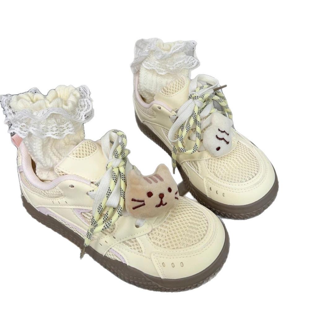 Розовые милые дышащие кеды в стиле кампус, летние сладкие тонкие туфли, женские студенческие кроссовки на мягкой подошве