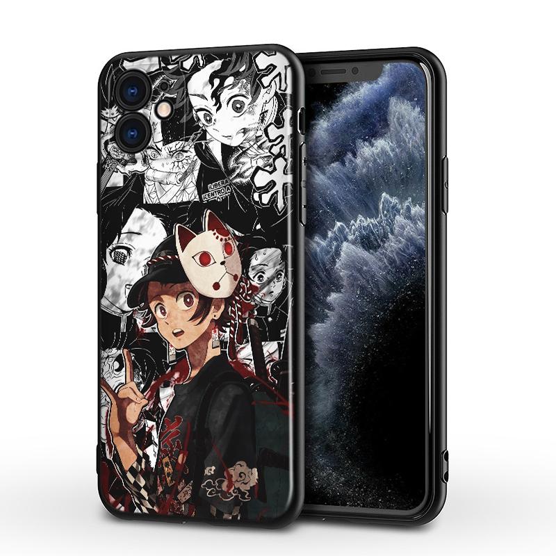 Черный силиконовый чехол для телефона с изображением аниме «Убийца демонов» для Apple iPhone 15, 14, 13, 12, 11 Mini XS XR X Pro MAX SE 2020 Plus
