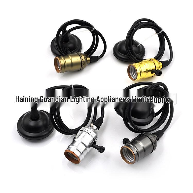 Жемчужно-черный винтажный алюминиевый патрон Эдисона E26/E27 для DIY светильников