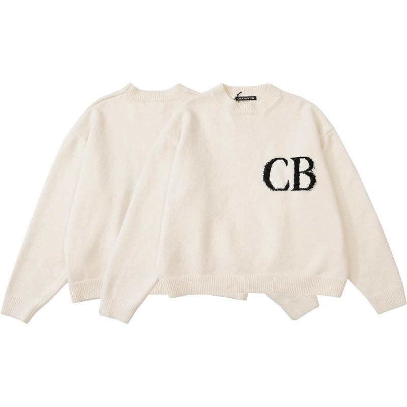 Высококачественный унисекс свитер Cole Buxton CB с жаккардовыми буквами, свободный, с круглым вырезом