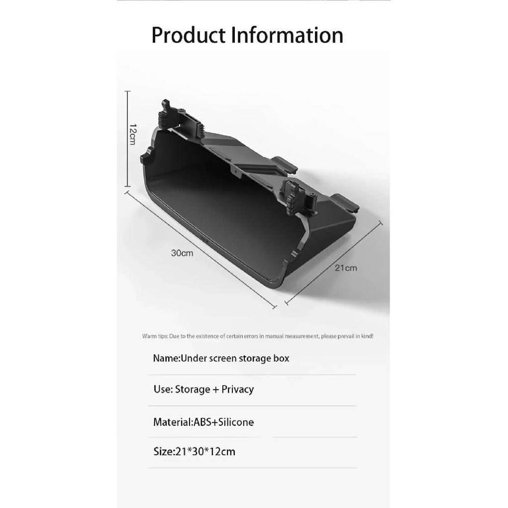 Under Screen Storage Tray for Tesla Model Y 3 2021-2024 Highland Hidden ABS Under Screen Storage Box with Anti-Slip Liner