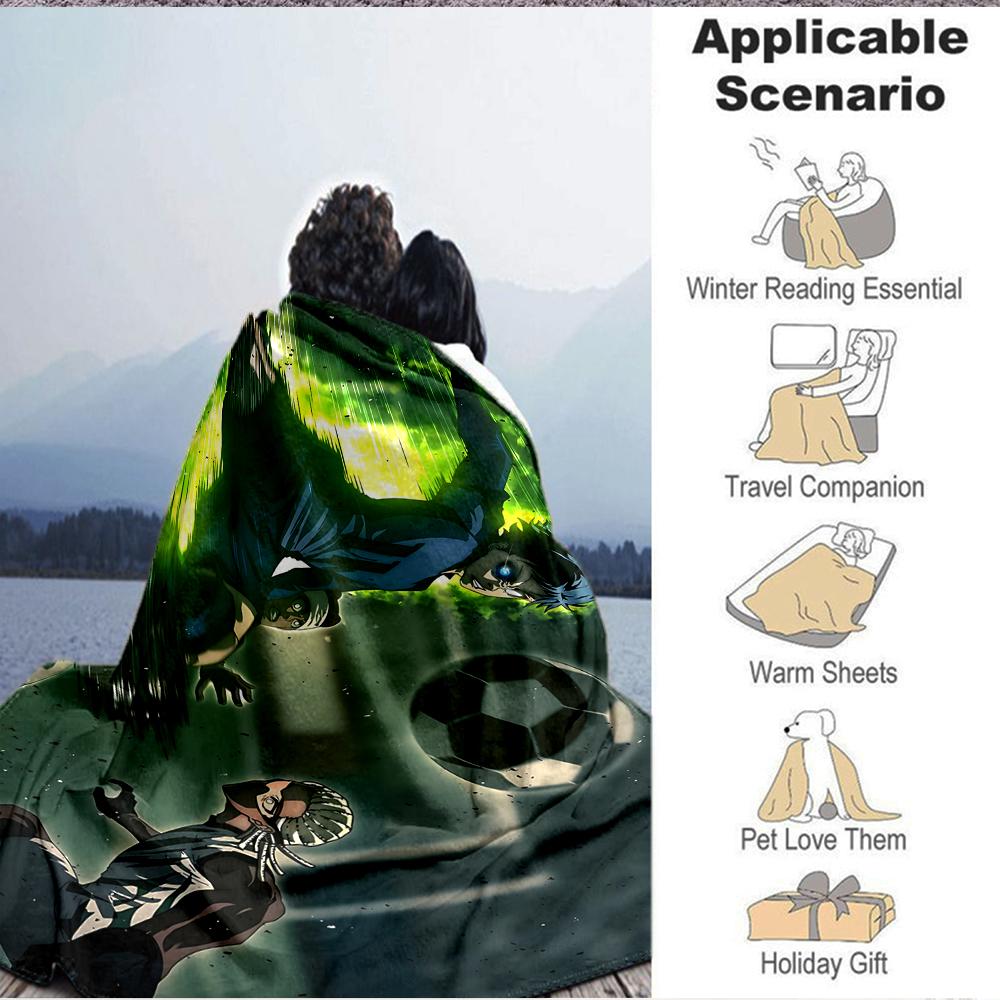 1Pc Soccer Dream Green Flannel Blanket, Soft And Comfortable, Casual Warm, Camping Travel, Christmas, Halloween Xmas Gift S1893