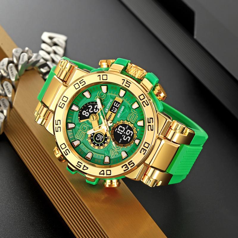 New STRYVE 8030 Men's Wrist Watch Fashion Sports Waterproof Watch High Quality Digital-Analog Movement Calendar Aralm Luminous