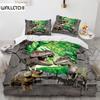 Комплект постельного белья с изображением динозавра, размер King Queen, для детей, для мальчиков и девочек, комплект постельного белья из полиэстера с рисунком диких животных, чехол для одеяла