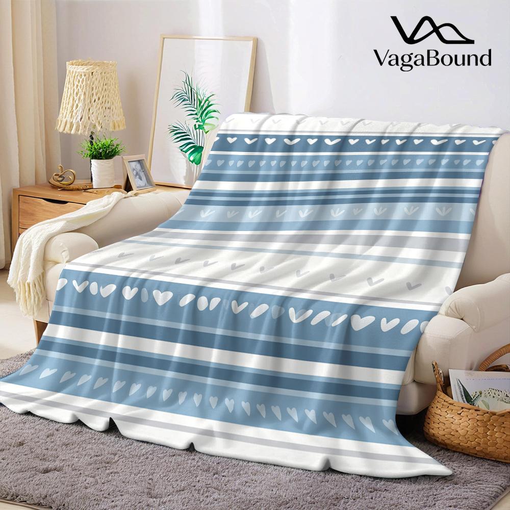 Colorful Striped Borders Flannel Blanket Warm Soft Halloween Christmas All-Season Couch Decorative Cozy Warm Gift