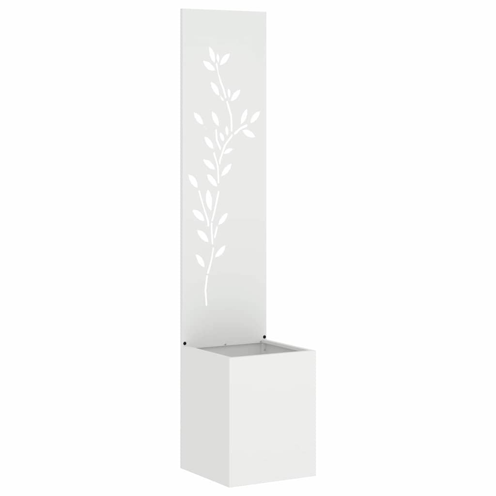 Garden Privacy Screen Canvas Floral White 32 x 32 x 150 cm