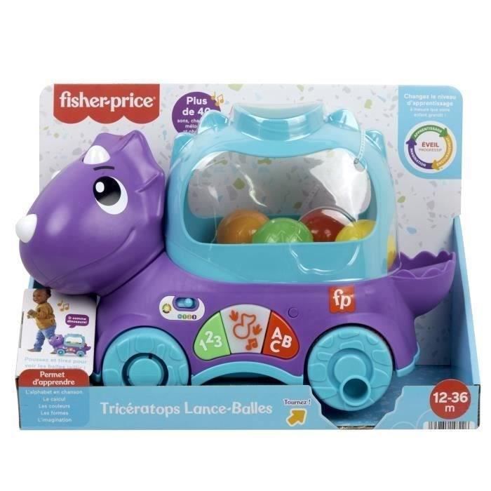 Fisher-price-lance-balles-tricératops à tirer et jouet musical hnr56