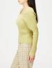 Freeze Mart Пуловер женский с квадратным вырезом, рукавами-буфами, в рубчик, FR, Желтый,