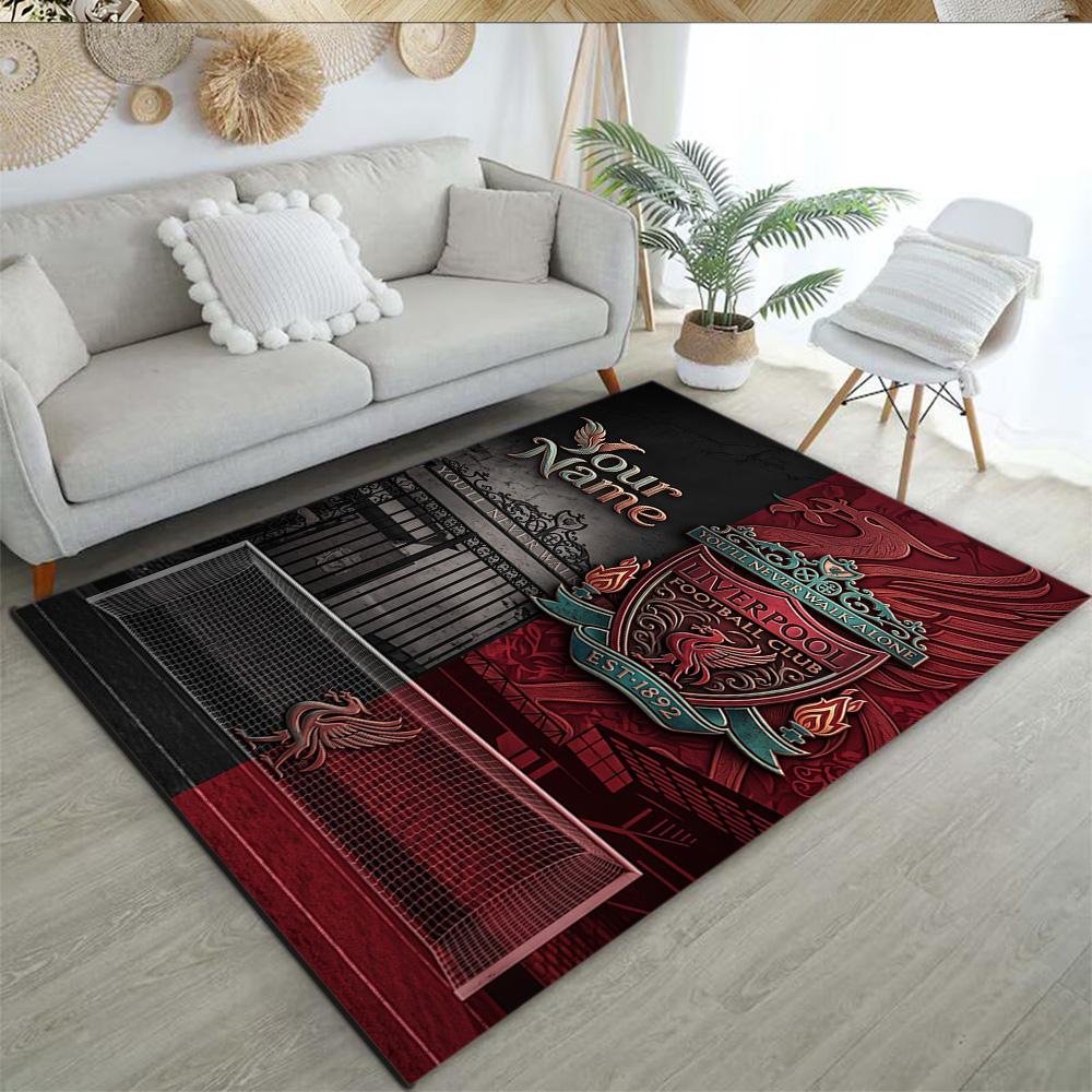 Liverpool Fc Customize Text Floor Mat Suitable For Balcony Dormitory Bedrooms Hallway Antislip Rug Decorate Offices Gift For Festivals