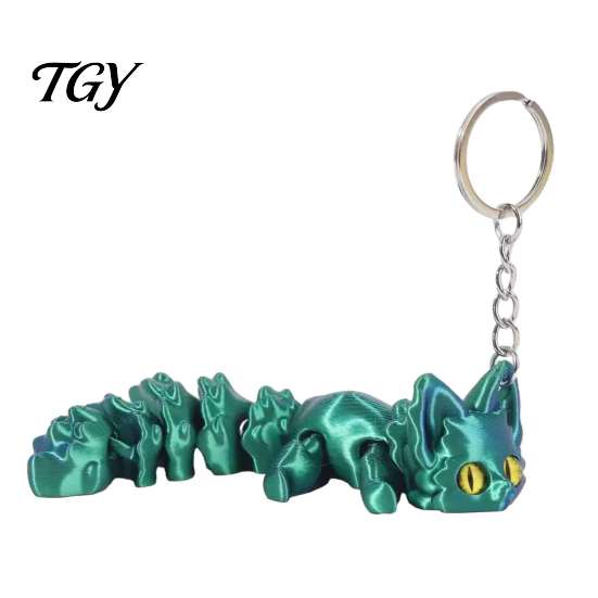 Creative Keychain for Men Women 3D Printed Articulated Fox Keychain, Flexible Joint Animal Pendant with Metal Personalized Bag Key Ring, Desk Figurine