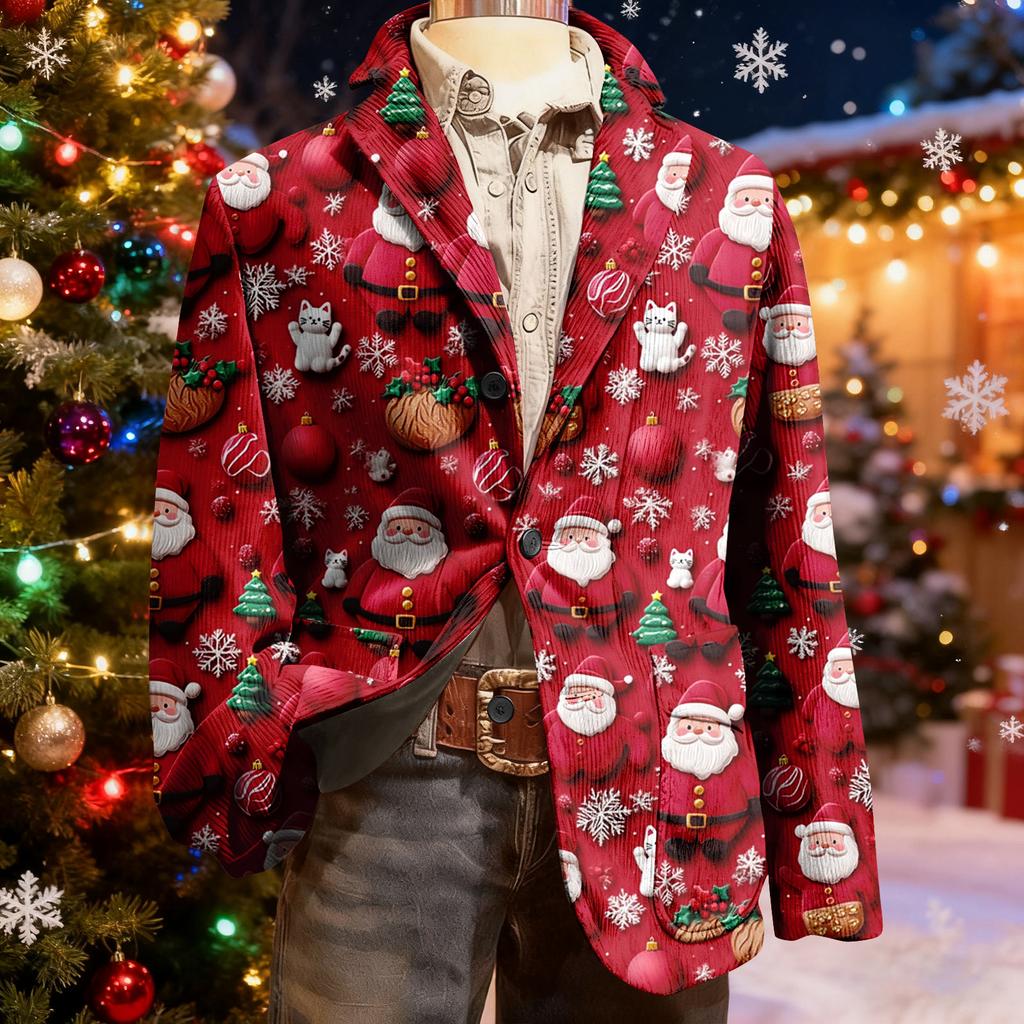 Мужской уродливый рождественский вельветовый теплый карманный пиджак-кардиган, мужской повседневный костюм