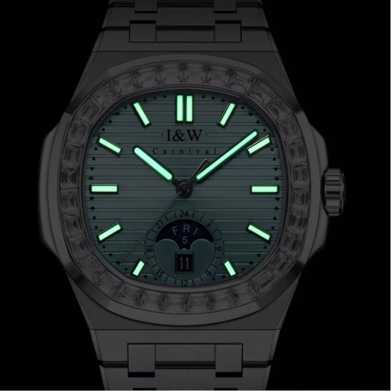 Montre Homme CARNIVAL I&W Mechanical Business Watch for Men Brand Luxury Automatic Wrist Watch Mens 50M Waterproof Reloj Hombre