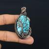 Tibetan Turquoise Pendant, 999 Copper Wire Wrapped Gemstone Jewelry, Handmade Pendant, For Thanksgiving