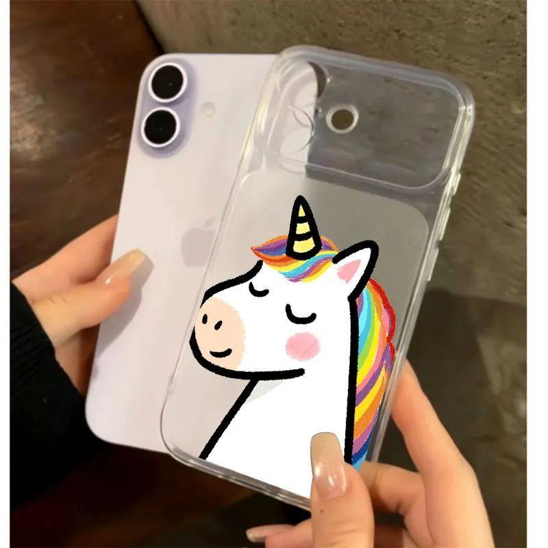 Rainbow Unicorn Frosted Ultra-Thin Instantly Transform 17 Series Phone Case For iPhone17 16 15 14 13ProMax INS Transparent Cover