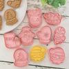 8pcs/set Cartoon Plastic Baking Mold Christmas Cookie Cutter Fudge Chocolate Cake Dessert Baking Decoration Tool Cake Mold