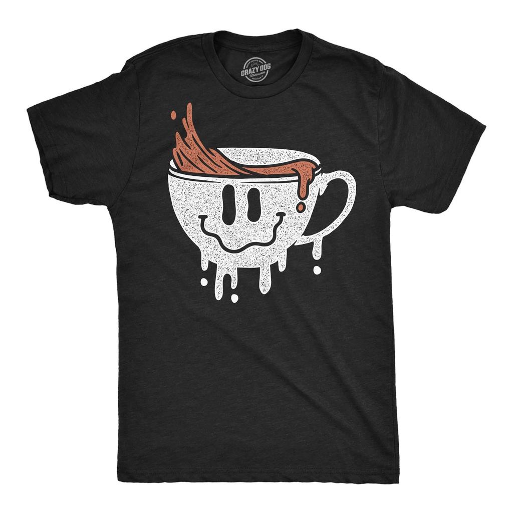 Mens Dripping Coffee Smile Funny T Shirts Caffeine Graphic Tee for Men