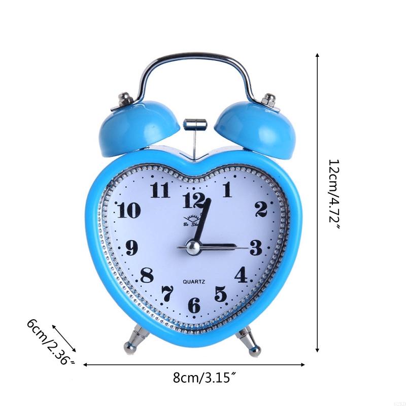 62KD Heart Alarm Clock No Ticking Silent Night Light for Time Clocks for Kids Girls Bedroom Snooze Wake Up Clocks
