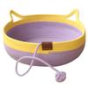 Round cotton rope cat's nest woven scratching board breathable four seasons pet bed with play ball bohemian S size