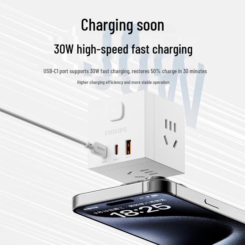 Philips PD30W Cube USB-C Power Adapter with Multi-Socket CN plug (adapter included)