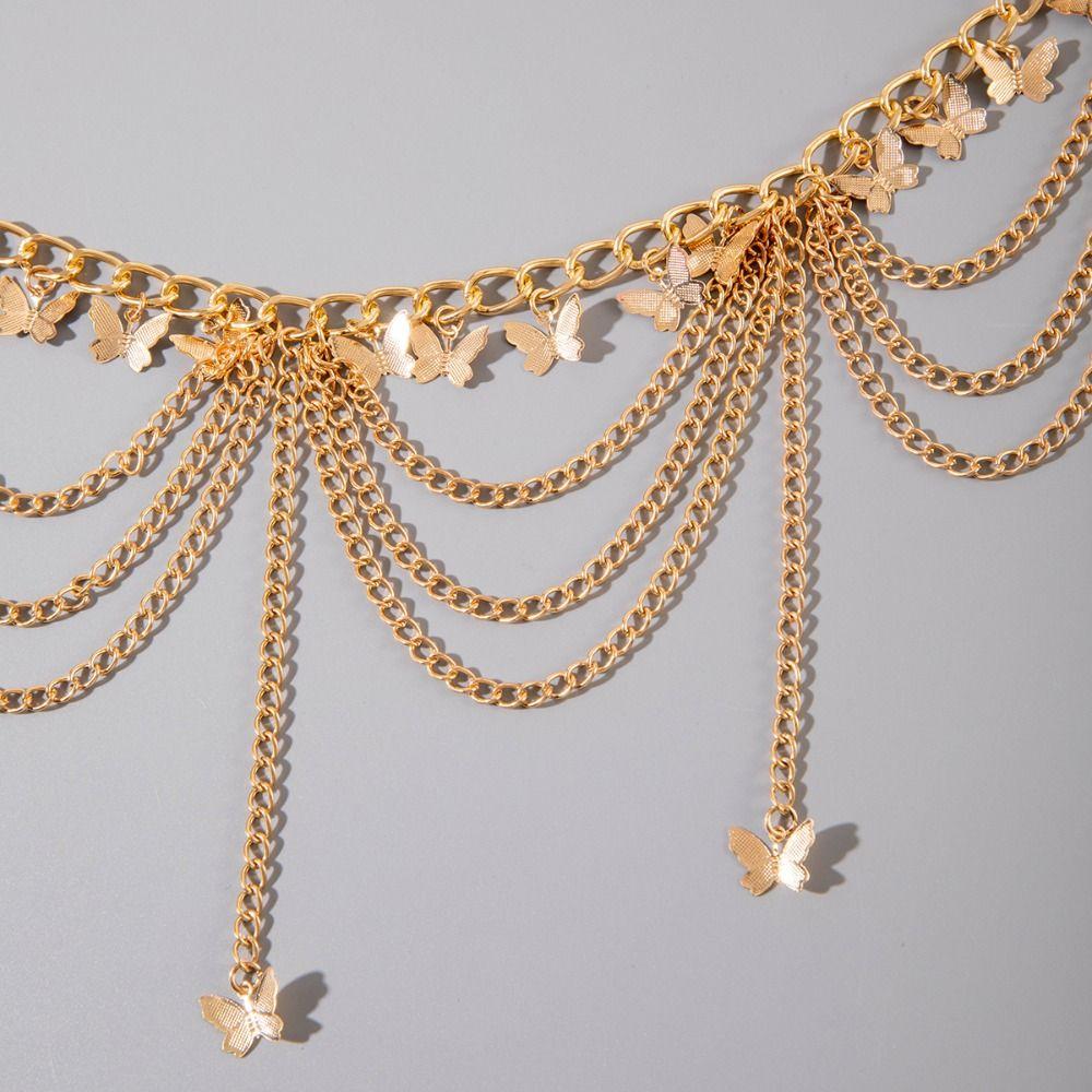 Цепь на пояс Металлическая цепочка для тела Золотые украшения для тела Кисточки Поясная цепочка с кисточками Пляжные аксессуары