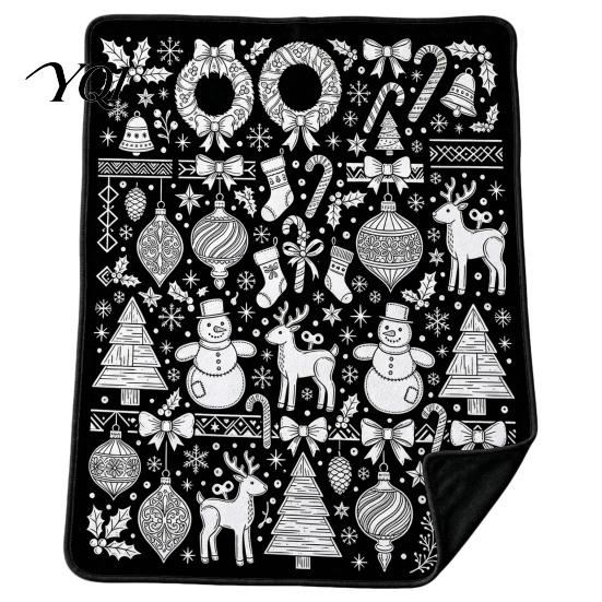 Creative Arts And Crafts Gifts Christmas DIY Coloring Blanket for Adults Kids, Color Your Own Blanket, 59" x 51" Soft Cozy Polyester Couch Cover Throw