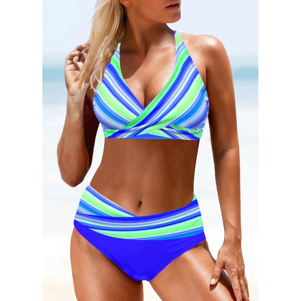 Новинка 2024 года, сексуальные пляжные купальники, женские летние модные дизайнерские купальники с принтом, комплект бикини, женские купальники из двух предметов