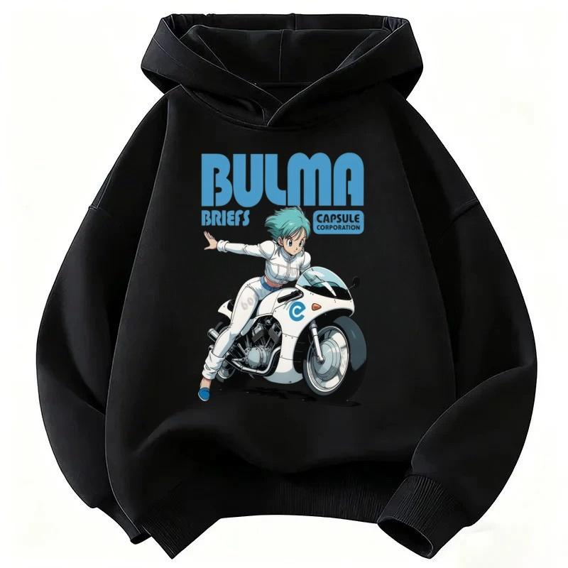 Dragon Ball Bulma Motorcycle Print Children's Hooded Sweatshirt for Mid-Tall Size (Winter-Spring, Comfortable and Warm Long-Slee