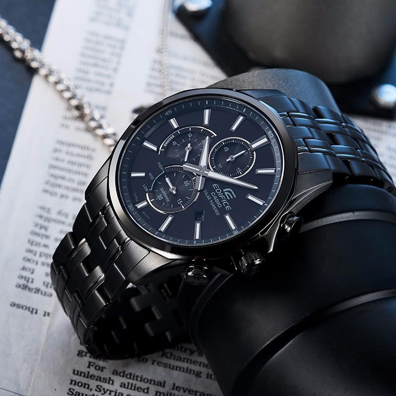 Casio Edifice Series Three Dial Six Needle Artificial Sapphire Mirror Fashion Classic Waterproof Solar Quartz Movement Watch EFB-670SBC-1AVUPR