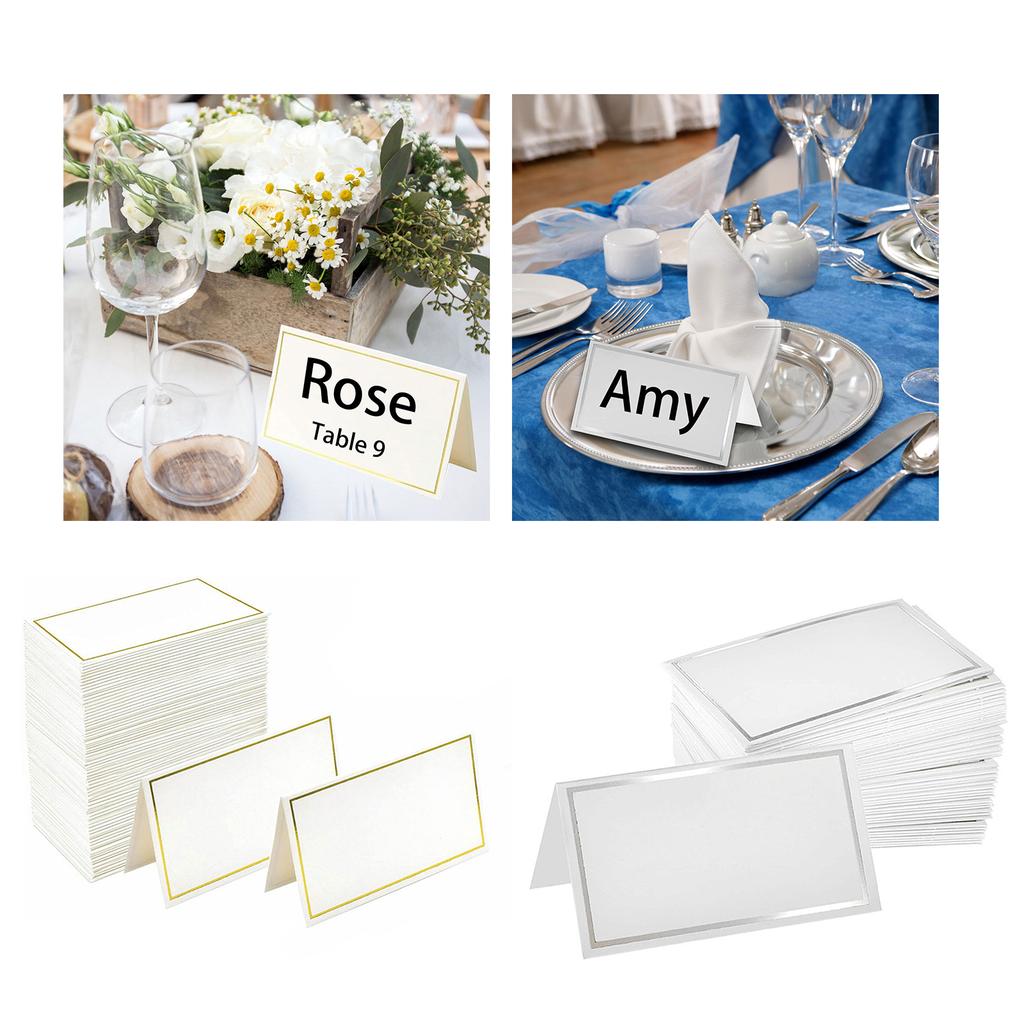 Set of 50 Stylish Gold Rimmed Table Name Cards for Wedding Banquet Dinner Party and Festival Gold/ Silver Accent