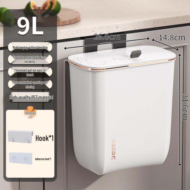 Large Capacity Wall-Mounted Trash Can with Lid for Bathroom, Kitchen, Bedroom, and Living Room
